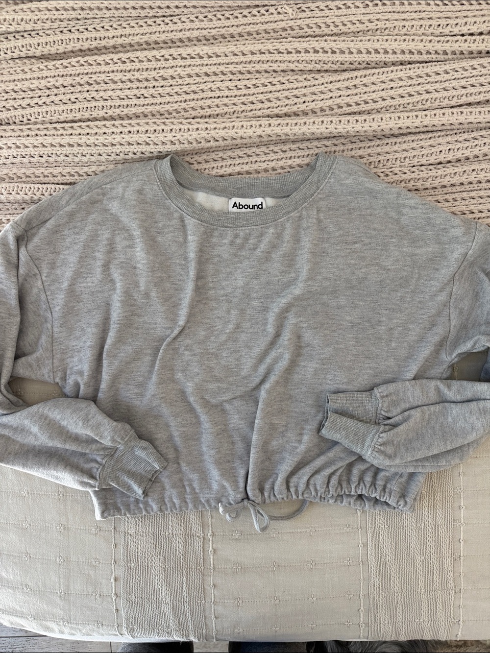 Abound Light Gray Cropped Drawstring Sweatshirt - Women's Top